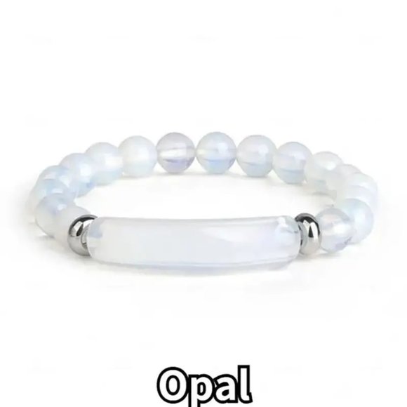 Opal Glass Beads Stretchable Bracelet Beaded - Picture 2 of 2